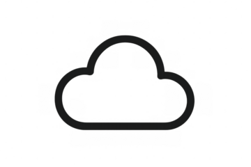 Cloud outline icon representing cloud computing, data storage, network connection and web services symbol on transparent background