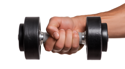 Strong hand gripping a dumbbell in a determined workout session at the gym during the evening Generative AI