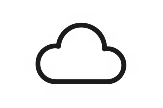 Cloud outline icon representing cloud computing, data storage, network connection and web services symbol on transparent background - Powered by Adobe