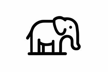 Vector Minimalist Line Art SVG Icon of Elephant in Black for Modern Flat Design