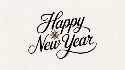 Golden Happy New Year phrase with sparkling stars and glitter,  new year with calligraphic text with golden star.Vector illustration template. greeting cards, created with generative ai