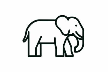 Vector Minimalist Line Art SVG Icon of Elephant in Modern Flat Style with Black Outline for Web and App Design