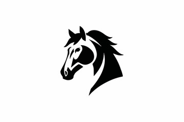 Minimalist Vector SVG Icon of Horse Head in Black Flat Design for Digital and Web Applications