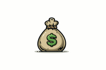 Vector SVG Illustration of Money Bag with Dollar Sign in Modern Flat Style for Digital and Business Use