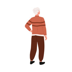 Obraz premium Casual person standing with back turned on white isolated background vector illustration
