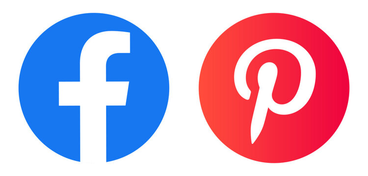 Facebook Pinterest Logos Icons Vector Illustration