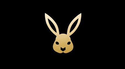 Obraz premium Minimalist gold rabbit logo, elegant and modern design on a clean background. Concept: Branding, luxury logo design, agility and creativity symbol, modern and elegant aesthetics, premium brand identit