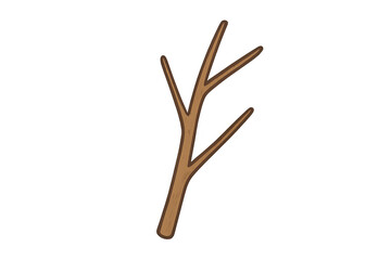 Cartoon tree branch or twig element illustrating nature, wood, and forest themes with a transparent background