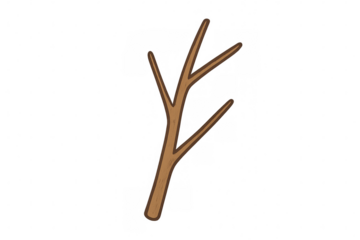Cartoon tree branch or twig element illustrating nature, wood, and forest themes with a transparent background