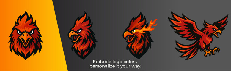 Angry Phoenix Head &ndash; Modern Esport Mascot Logo Vector for Gaming and Sports Team Identity