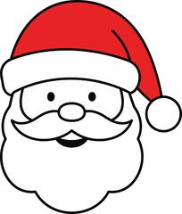 Illustration of Santa Claus with a red hat and white beard.