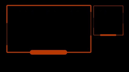 Animated orange glowing frame and webcam border for a live streaming overlay,suitable for gamers and content creators.Design element pulsing with light 4K includes transparent background alpha channel