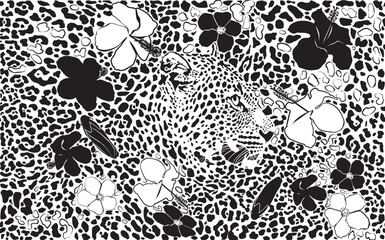 Leopard Pattern and Chinese Roses