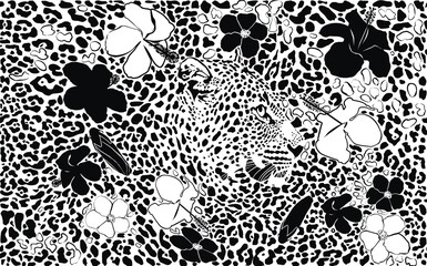 Leopard Pattern and Chinese Roses