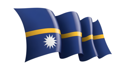 Nauru flag waving isolated png transparent background