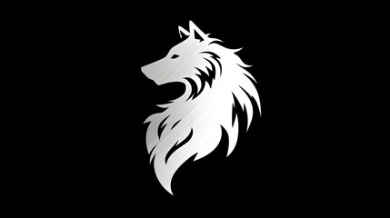 Obraz premium Minimalist silver wolf logo, sleek and powerful design with clean lines. Concept: Branding, modern logo design, strength and leadership symbol, metallic elegance, and premium identity.