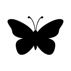 Vector art of butterfly silhouette, showcasing its delicate wings and antennae, ideal for naturethemed designs and educational materials