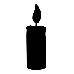 Vector art of a black candle with a flickering flame, a symbol of hope and remembrance, casting a soft glow in the darkness