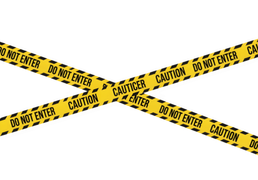 "Yellow and Black Caution Tape Crossed Isolated on Transparent Background PNG – Police Line Crime Scene Warning"