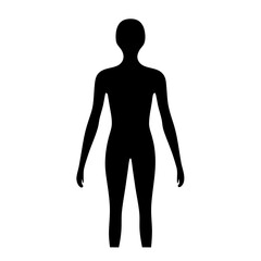 Vector art of a human silhouette, depicting a full body figure with outstretched arms in a simple and elegant representation