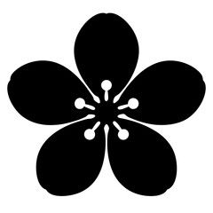 Illustration of a fivepetal flower with rounded petals and circular center, , showcasing a classic and symmetrical floral design