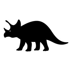 Vector art of a triceratops silhouette, displaying its three horns, bony frill, and sturdy build in a minimalist design