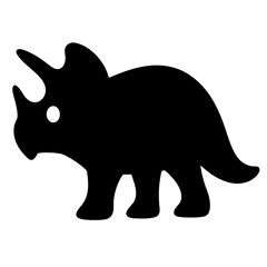 Vector art of a cute triceratops silhouette, showcasing its distinctive horns and frill in a simple, yet recognizable design