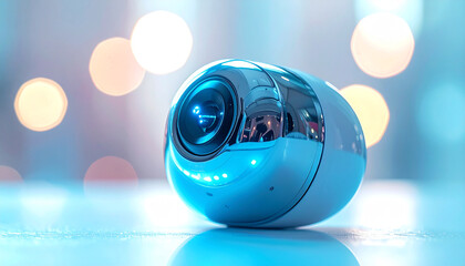 Modern Surveillance Eye: A sleek, modern surveillance camera with a futuristic design, capturing the essence of technological advancement and security, suggesting a blend of innovation and vigilance.