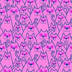 Animals seamless cats pattern for wrapping paper and fabrics and linens and kids clothes print