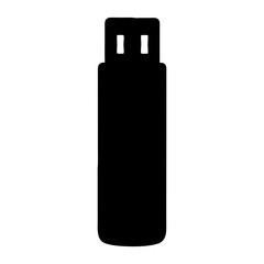 Vector art of a simple black usb drive, standing upright, emphasizing its compact size and essential role in modern data management and transfer