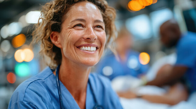 Smiling female doctor in a medical office - Powered by Adobe