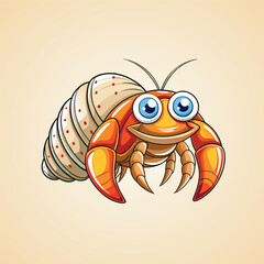 cute hermit crab cartoon character illustration