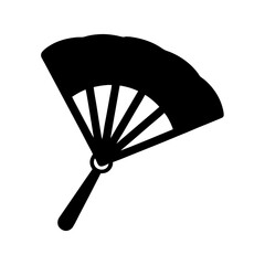 Vector art of a black silhouette of a hand fan, showcasing its elegant design and traditional craftsmanship in a minimalist style