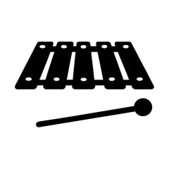 Illustration of a xylophone, a musical instrument with bars and a mallet used to create melodies and harmonies