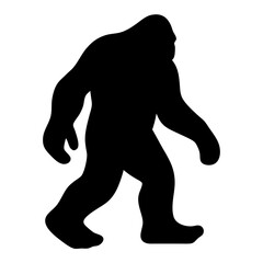 Obraz premium Vector art of silhouette of a bigfoot walking, , capturing the mythical creatures essence in a simple yet striking design