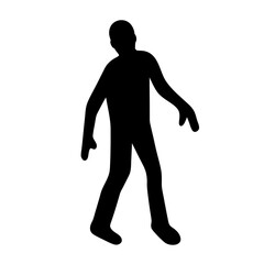Vector art of silhouette of a person walking with arms outstretched, creating a sense of mystery and intrigue in the simple design