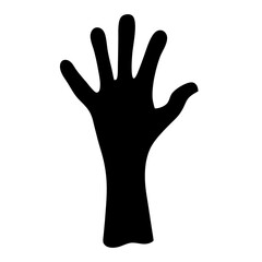 Vector art of silhouette of a hand with fingers spread, representing communication, expression, and connection in a simple graphic