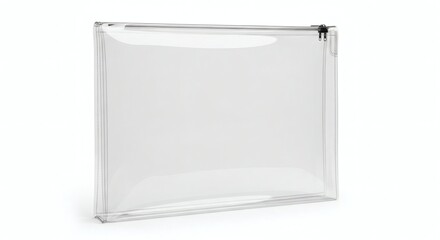 Clear Cosmetic Bag Mockup, Transparent Pouch, Empty, Isolated on White