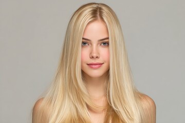 Naklejka premium Smiling woman with long blonde hair