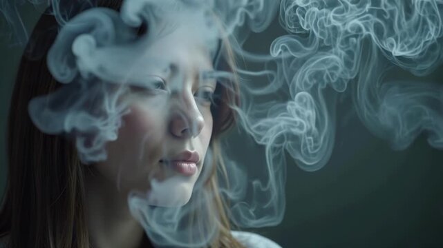 Mystical Smoke Swirling Around Person's Head Creates Ethereal Aura Effect