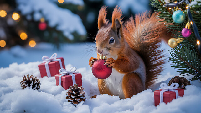 Christmas squeal with gifts