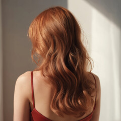 Obraz premium woman red hair back
