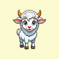 cute baby angora goat cartoon character animal illustration
