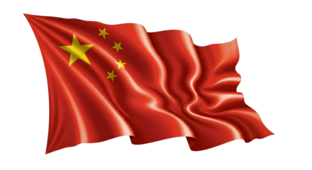Waving Flag of China isolated png transparent background