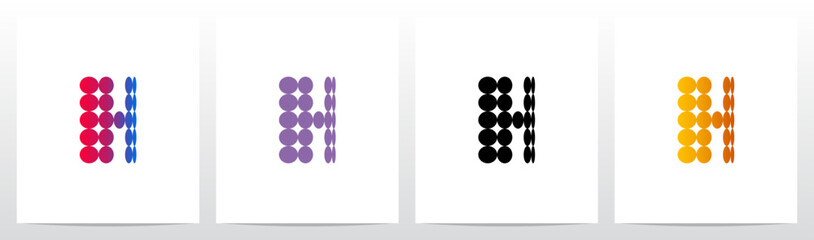 Circles Flat Thinner on Each Row Initial Letter Logo Design H