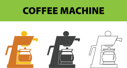 Coffee Machine  Modern Angular Coffee Maker in Warm Color Palette, Contemporary Kitchen Appliance Vector Illustration