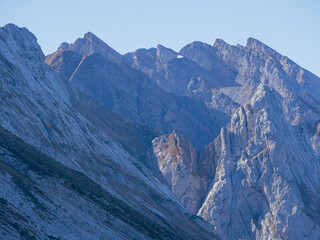Jagged Rock Formations and Ridges of the Aravis Mountains in Evening Light
