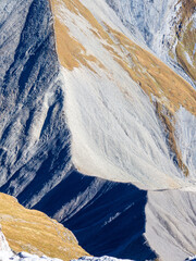 Abstract Mountain Ridges and Rock Layers in the Aravis Mountains, France