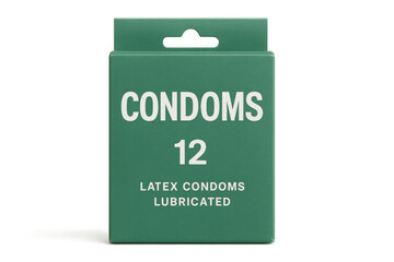Obraz premium Green box of latex condoms providing safe sex protection