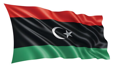 Waving Libyan Flag isolated png transparent background